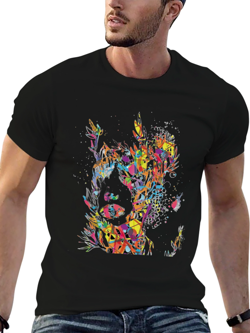 Abstract Art Mens Black T-Shirt