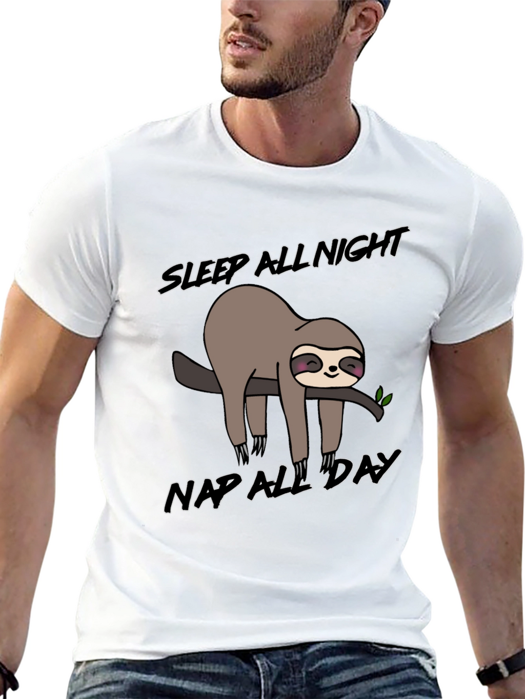 Sleepy Sloth Graphic T-Shirt: Nap All Day