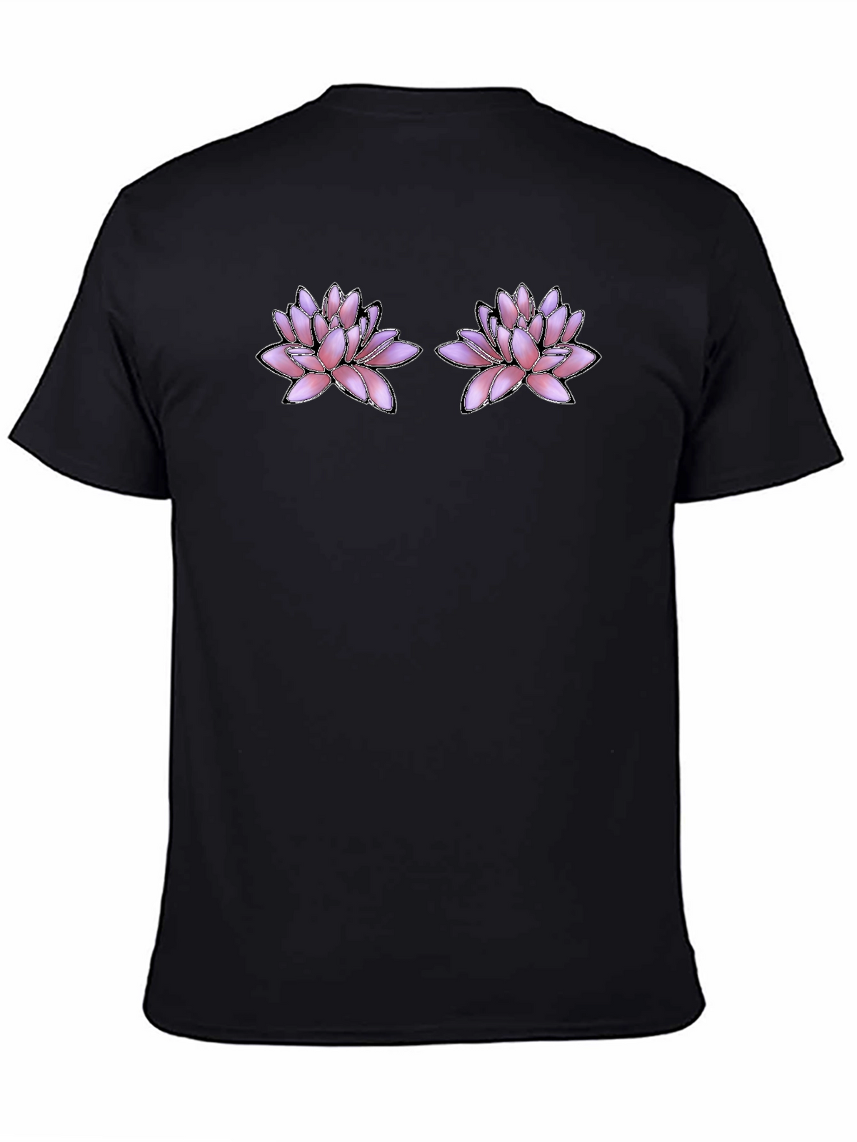 Floral Motif Black T-Shirt