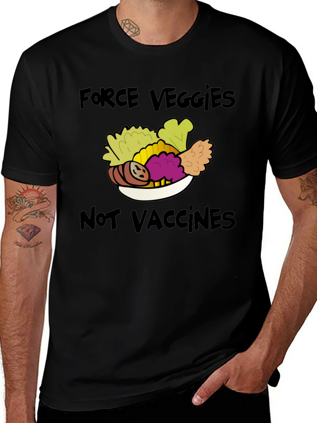 Force Veggies Not Vaccines Graphic Tee