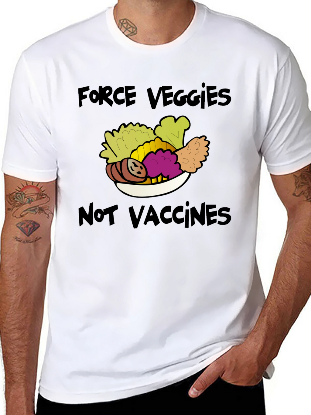 Force Veggies Not Vaccines Graphic Tee