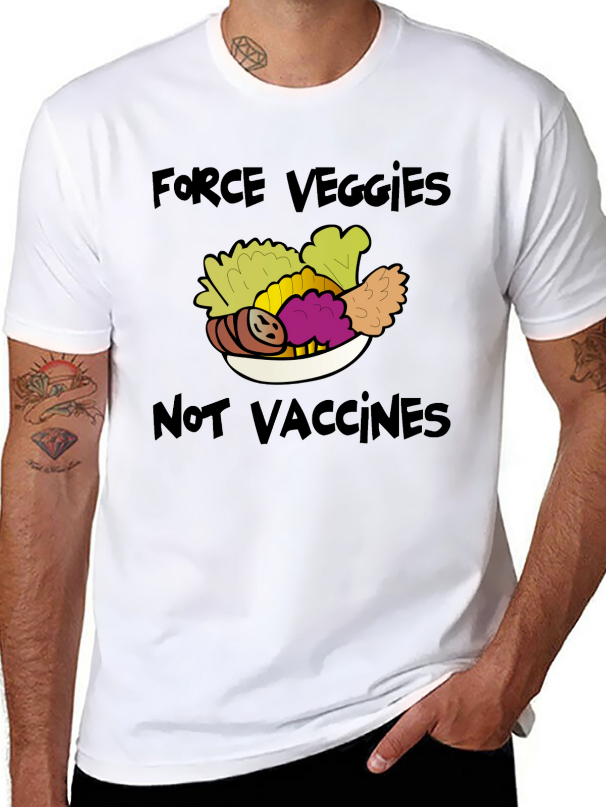 Force Veggies Not Vaccines Graphic Tee