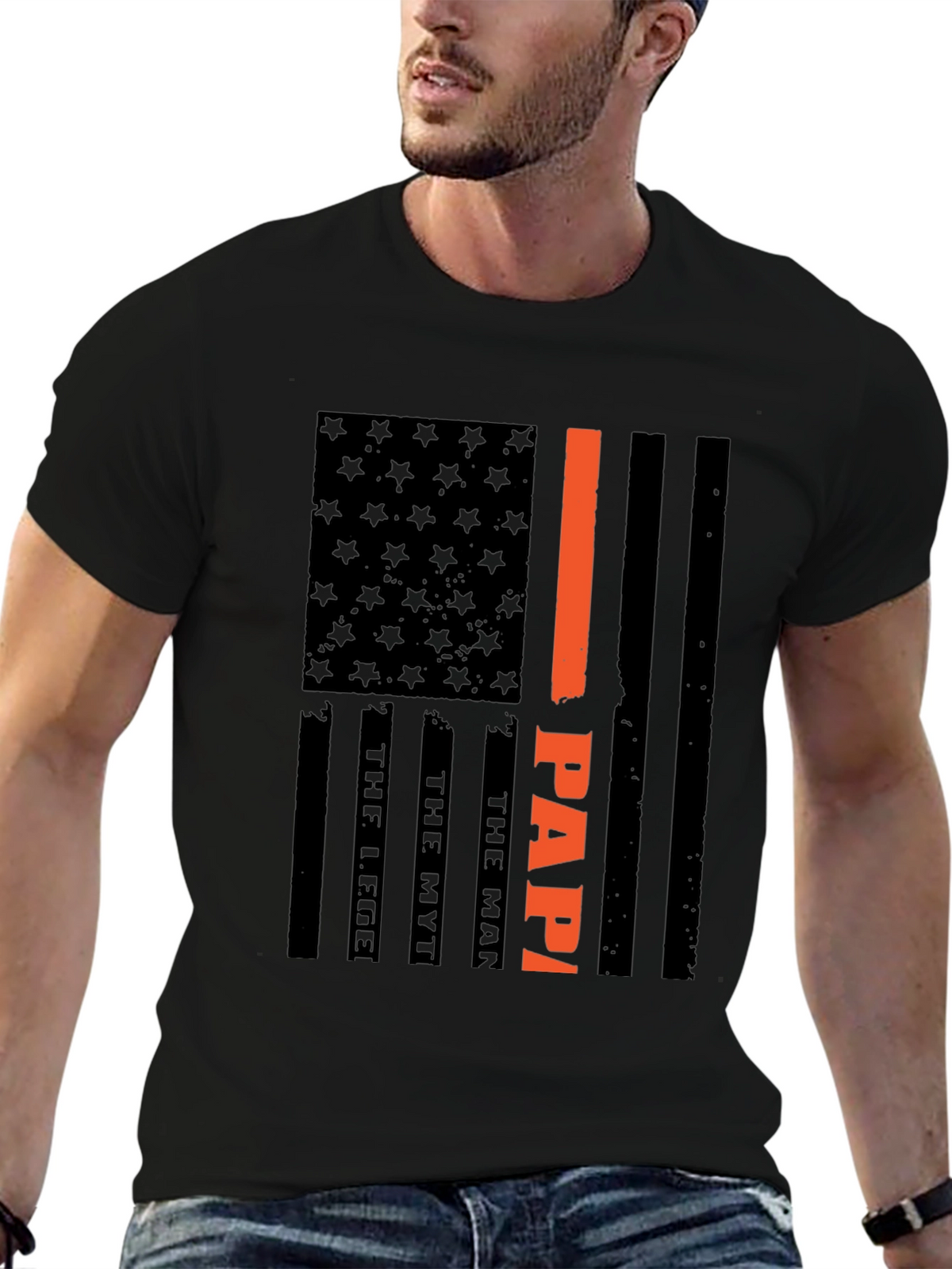 Papa American Flag T-Shirt Fathers Day Gift