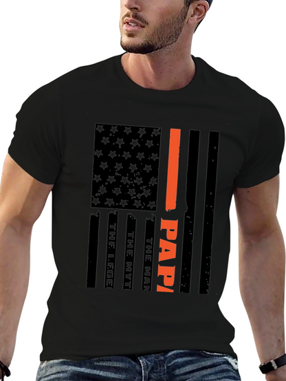 Papa American Flag T-Shirt Fathers Day Gift