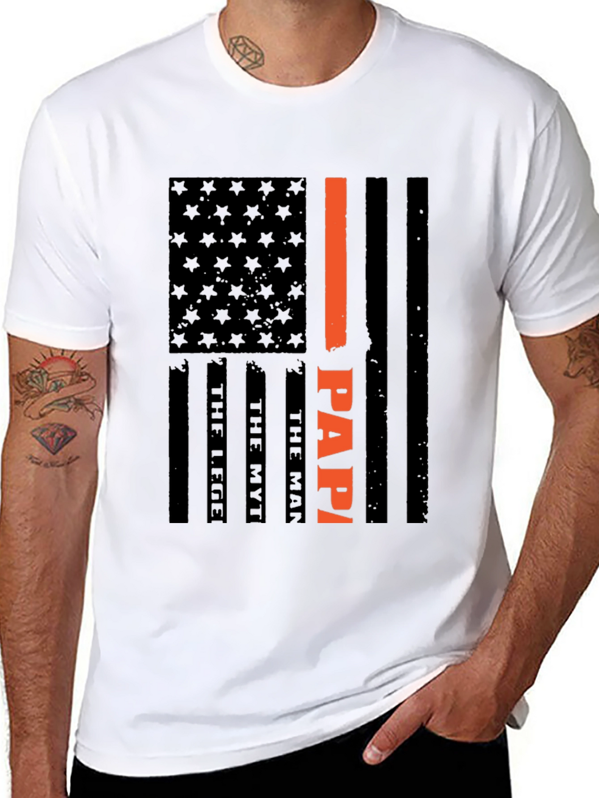 Papa American Flag T-Shirt Fathers Day Gift