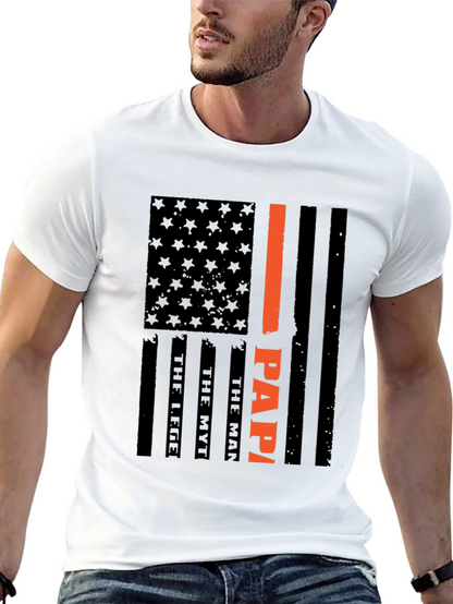 Papa American Flag T-Shirt Fathers Day Gift