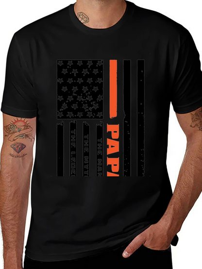 Papa American Flag T-Shirt Fathers Day Gift