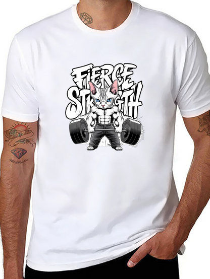 Fierce Strength Cat T-Shirt - Gym Humor Tee