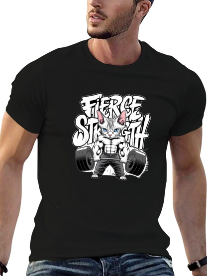 Fierce Strength Cat T-Shirt - Gym Humor Tee