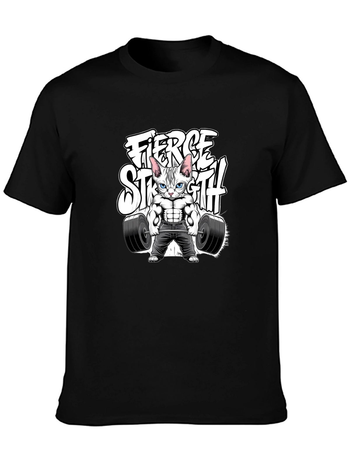 Fierce Strength Cat T-Shirt - Gym Humor Tee