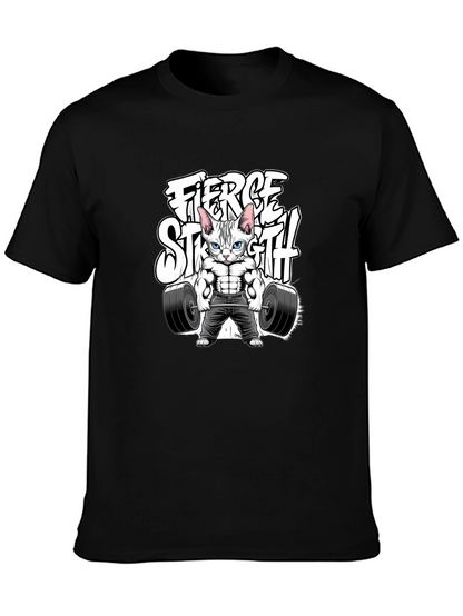 Fierce Strength Cat T-Shirt - Gym Humor Tee