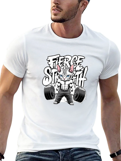 Fierce Strength Cat T-Shirt - Gym Humor Tee