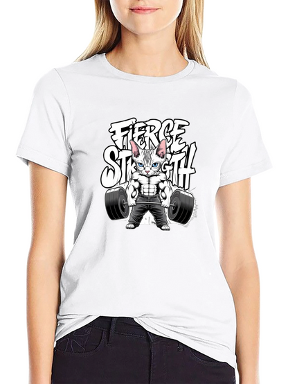 Fierce Strength Cat T-Shirt - Gym Humor Tee