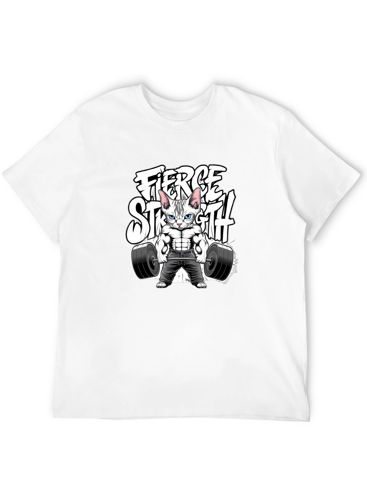 Fierce Strength Cat T-Shirt - Gym Humor Tee