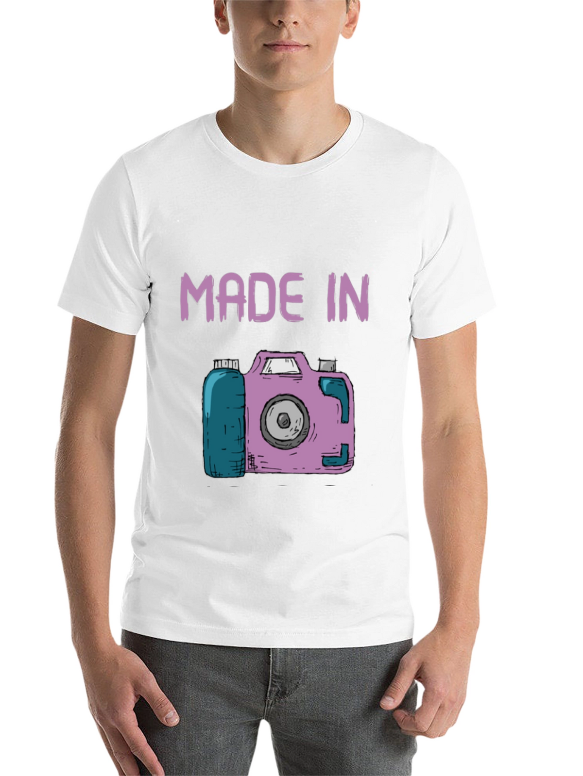 Funny Made In Camera Black Graphic Tee