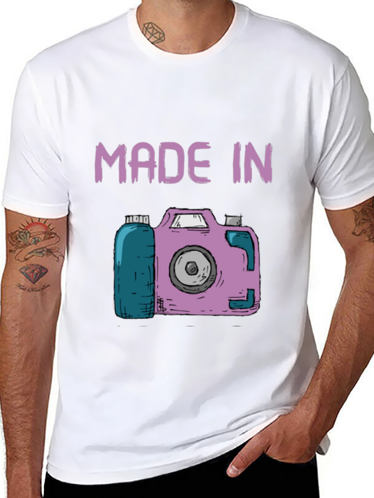 Funny Made In Camera Black Graphic Tee