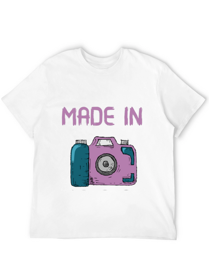 Funny Made In Camera Black Graphic Tee