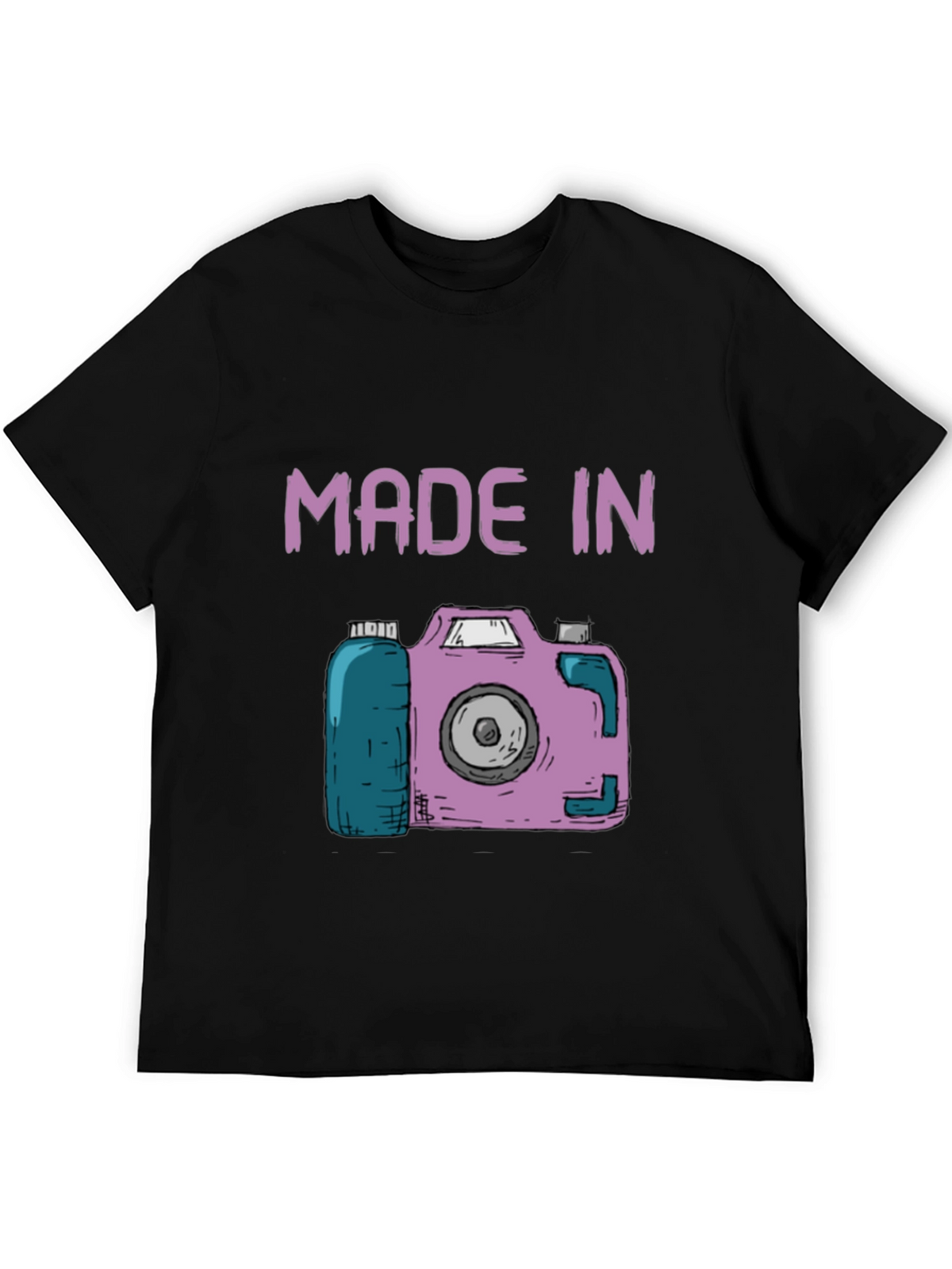 Funny Made In Camera Black Graphic Tee