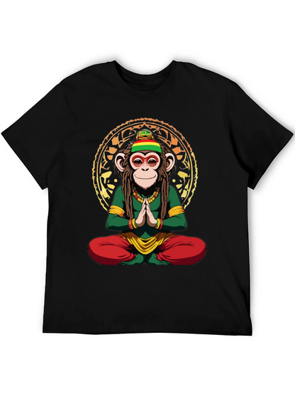 Rasta Monkey T-Shirt - Meditating Ape Graphic Tee