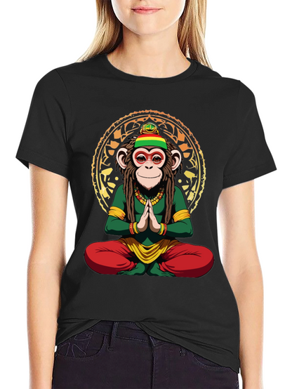 Rasta Monkey T-Shirt - Meditating Ape Graphic Tee