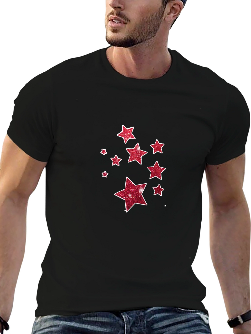 Starry Night Tee - Black Cotton Blend T-Shirt