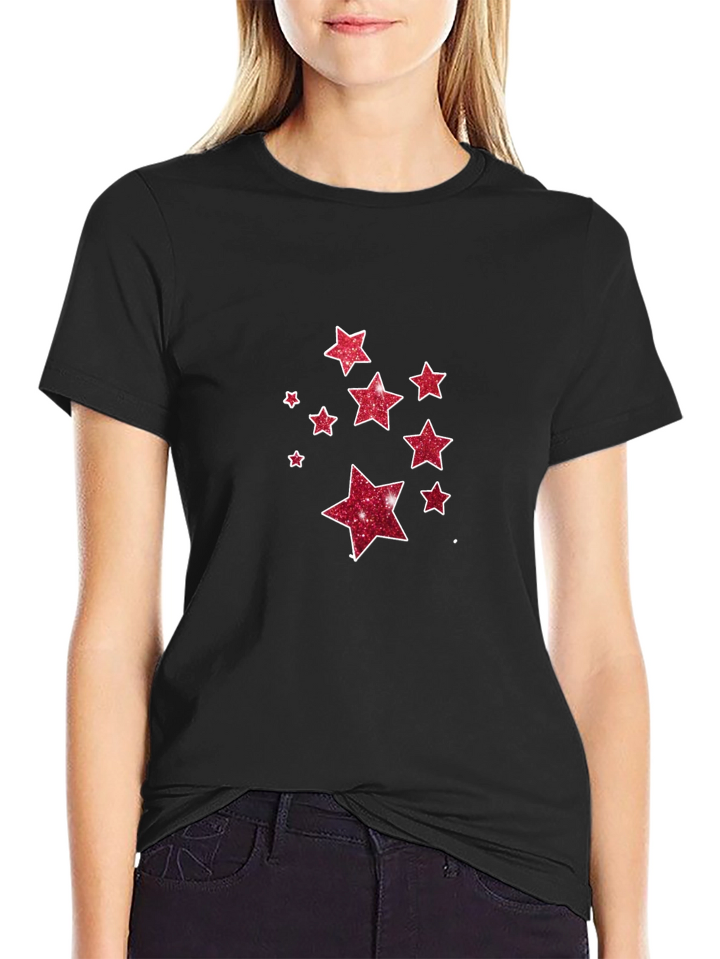 Starry Night Tee - Black Cotton Blend T-Shirt
