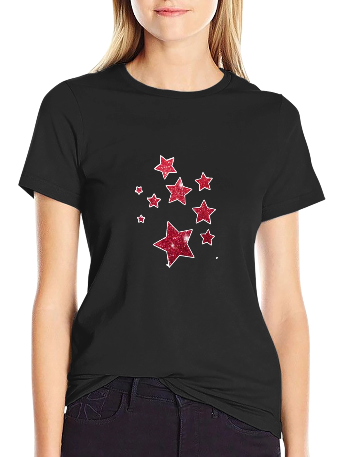 Starry Night Tee - Black Cotton Blend T-Shirt