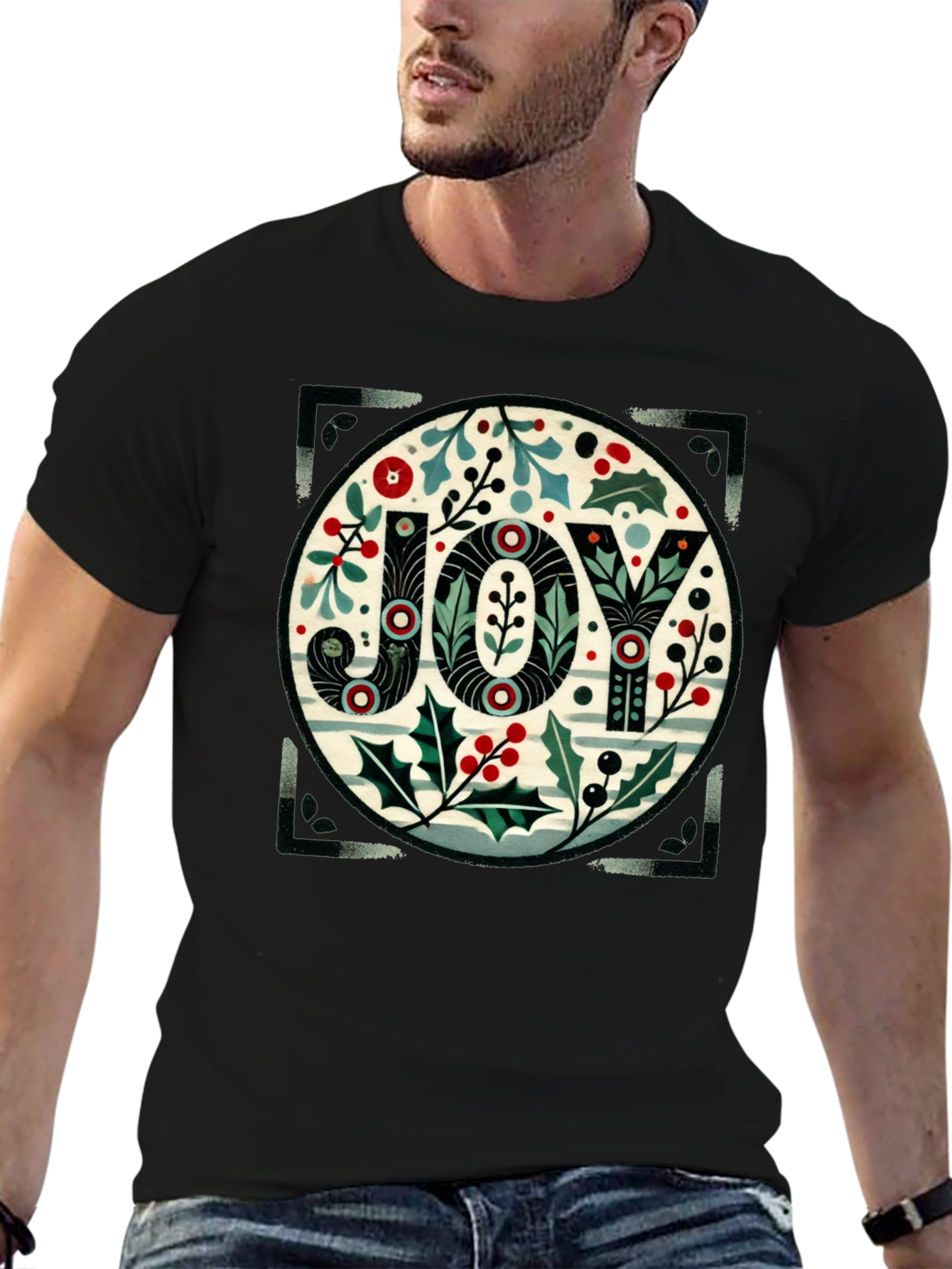 Festive Joy Graphic Tee - Holiday Season Apparel