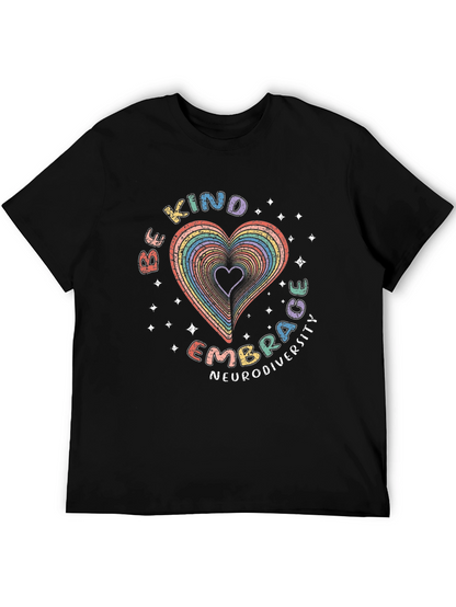 Be Kind Embrace Neurodiversity Rainbow Heart T-Shirt