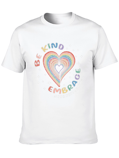 Be Kind Embrace Neurodiversity Rainbow Heart T-Shirt
