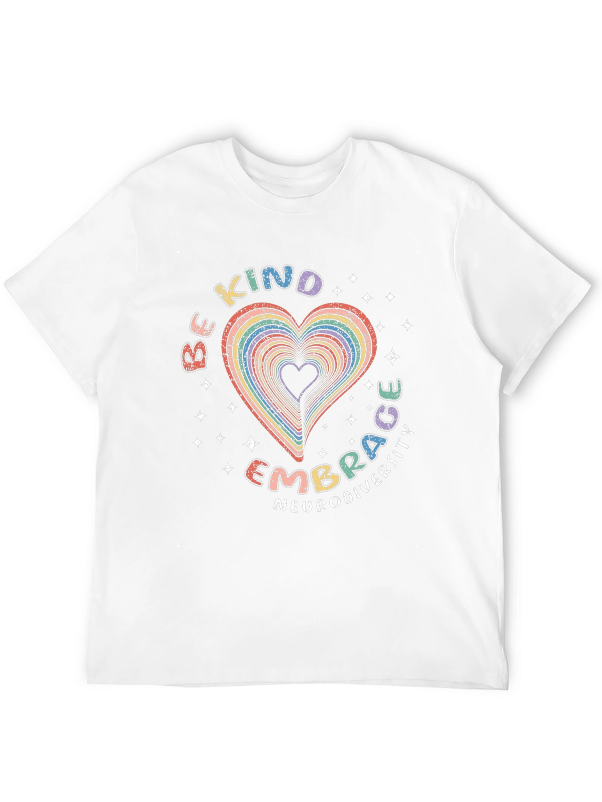 Be Kind Embrace Neurodiversity Rainbow Heart T-Shirt