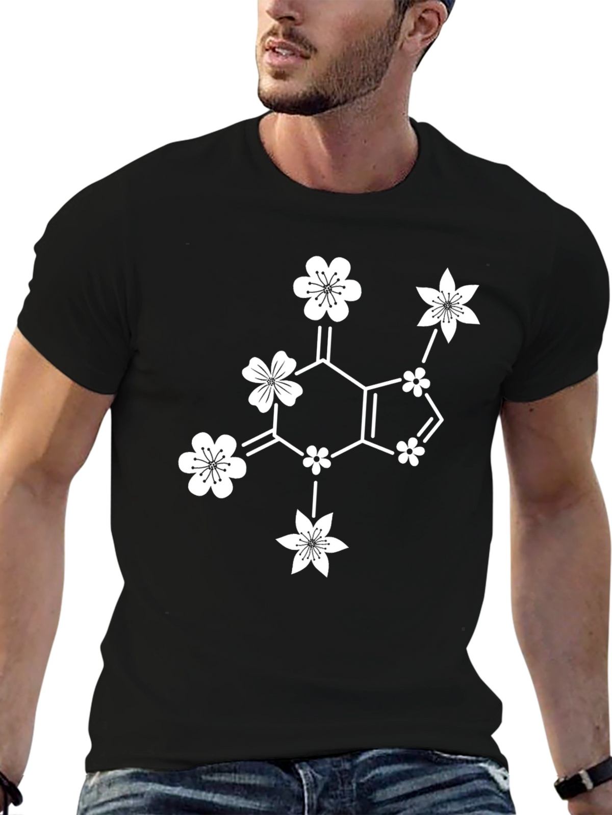 Floral Caffeine T-Shirt - Black