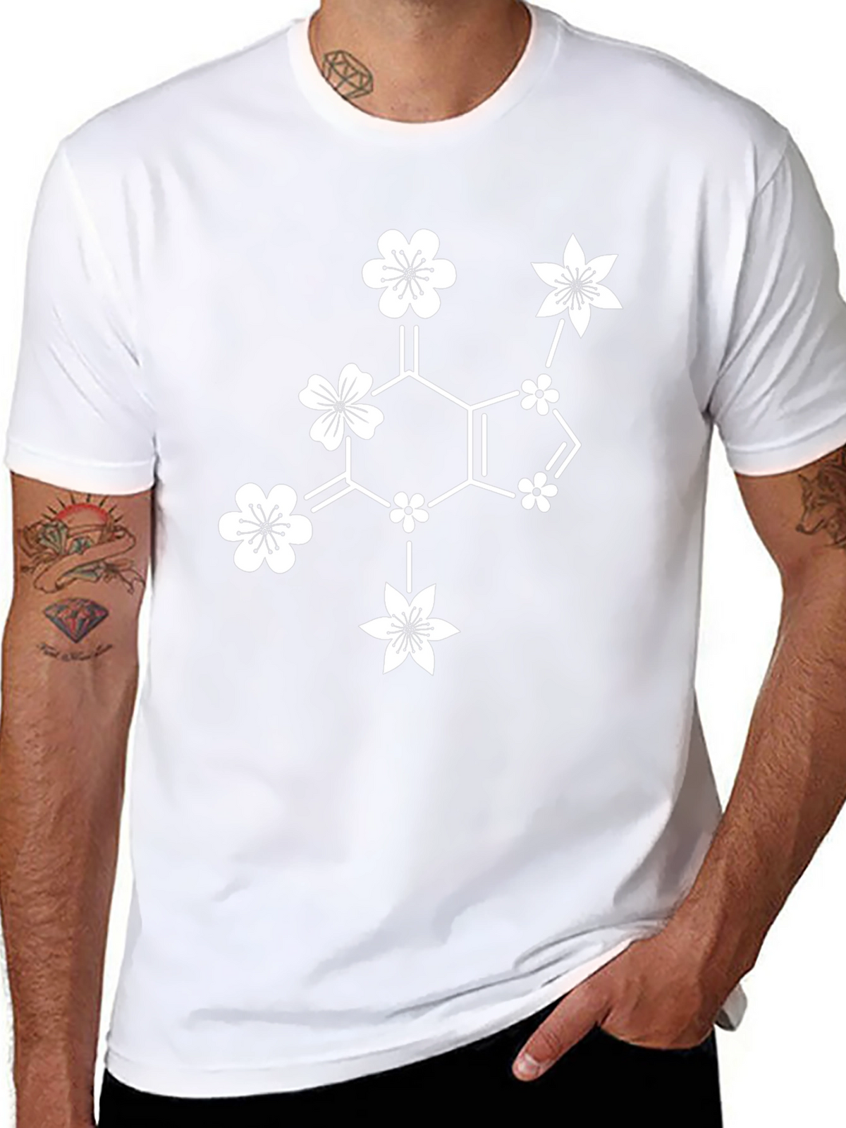 Floral Caffeine T-Shirt - Black