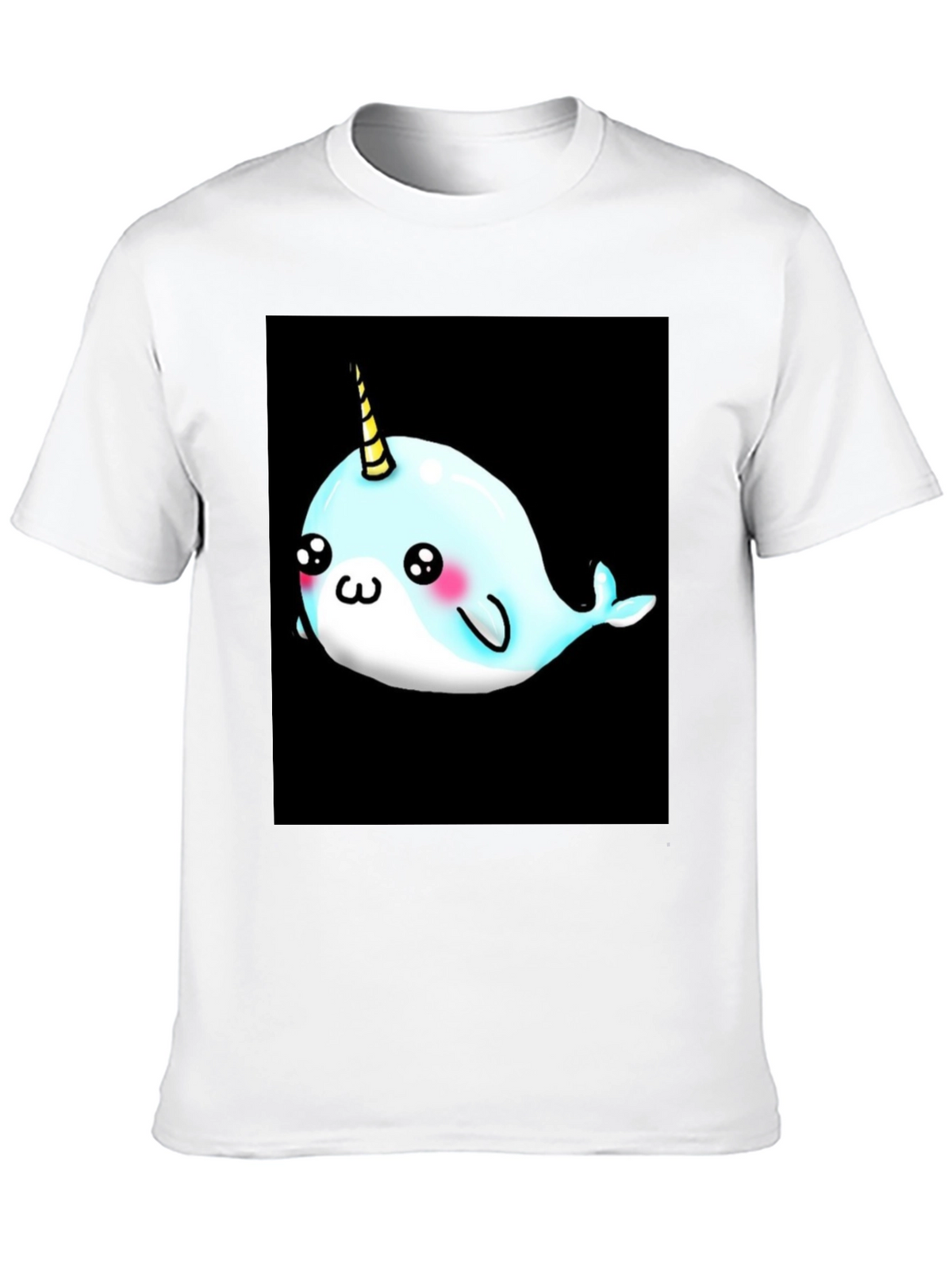 Narwhal Unicorn Cartoon Black T-Shirt