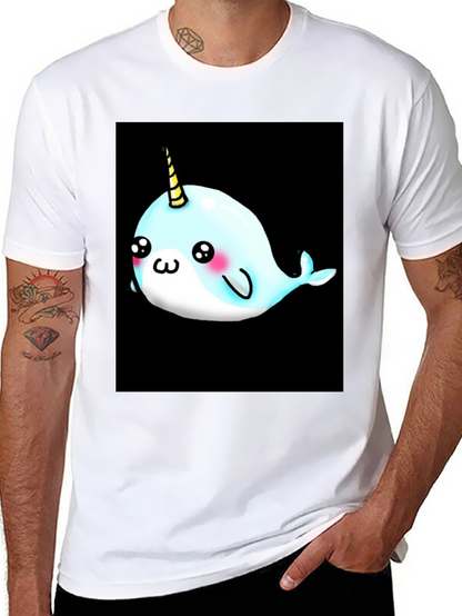 Narwhal Unicorn Cartoon Black T-Shirt