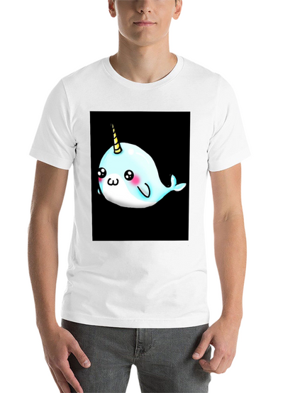 Narwhal Unicorn Cartoon Black T-Shirt