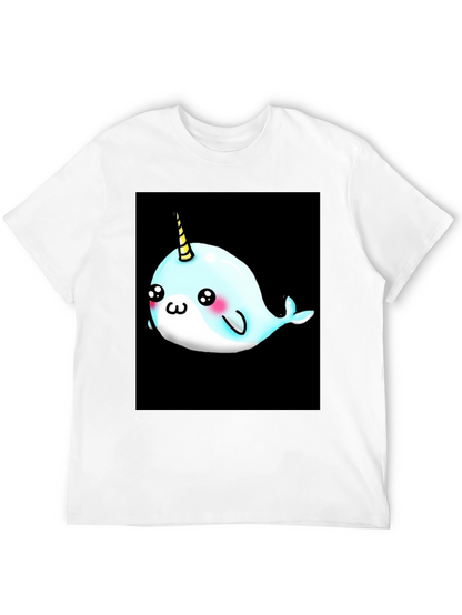 Narwhal Unicorn Cartoon Black T-Shirt