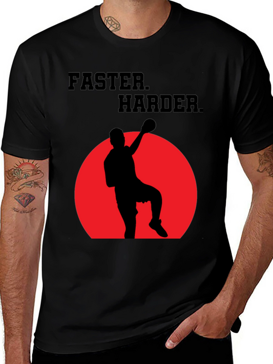 Faster Harder T-Shirt: Sporty Graphic Tee for Men