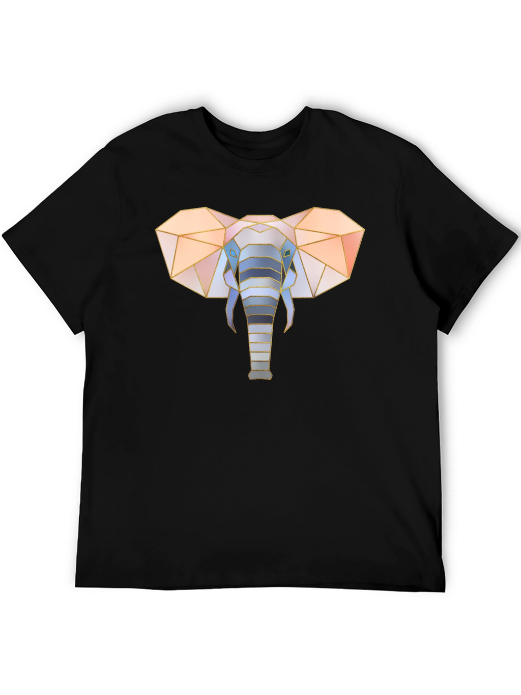 Geometric Elephant Graphic Tee - Stylish Mens Black T-Shirt