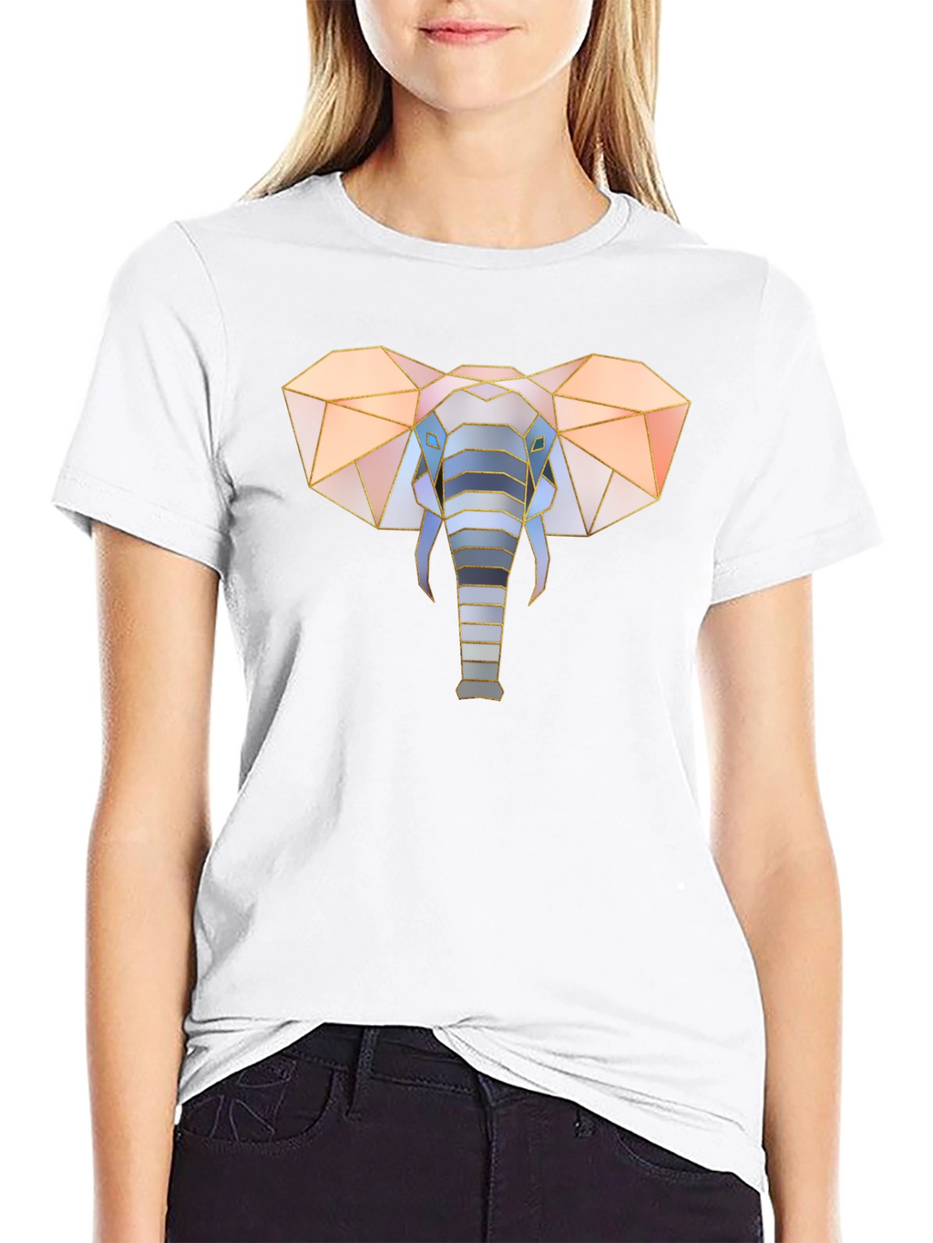 Geometric Elephant Graphic Tee - Stylish Mens Black T-Shirt