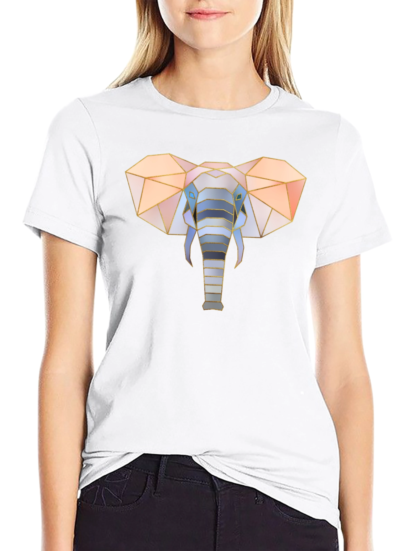 Geometric Elephant Graphic Tee - Stylish Mens Black T-Shirt