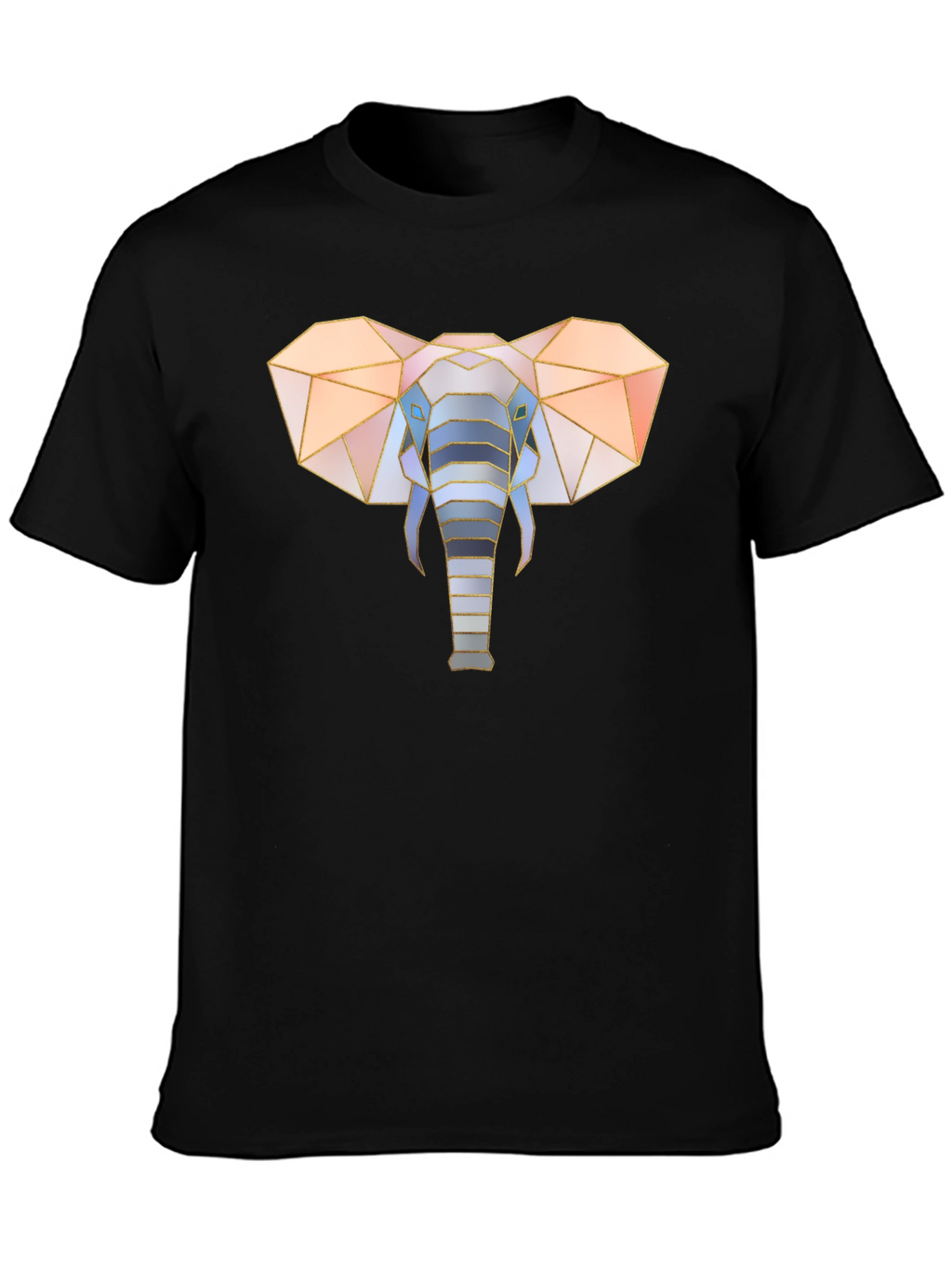 Geometric Elephant Graphic Tee - Stylish Mens Black T-Shirt