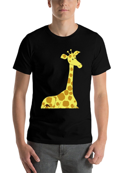 Giraffe Graphic Tee - Black Cotton Shirt