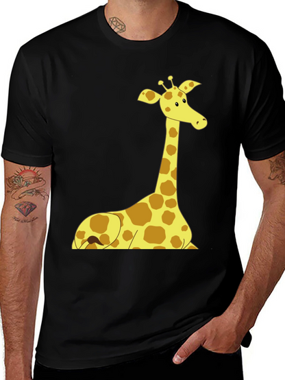 Giraffe Graphic Tee - Black Cotton Shirt