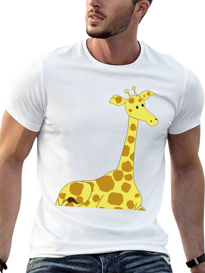 Giraffe Graphic Tee - Black Cotton Shirt