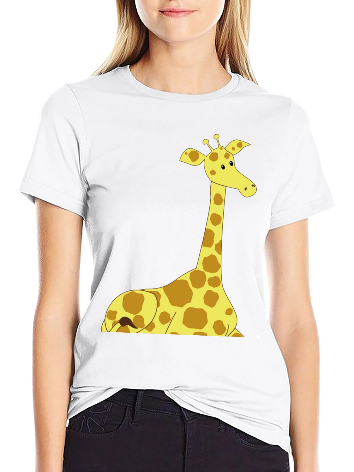 Giraffe Graphic Tee - Black Cotton Shirt
