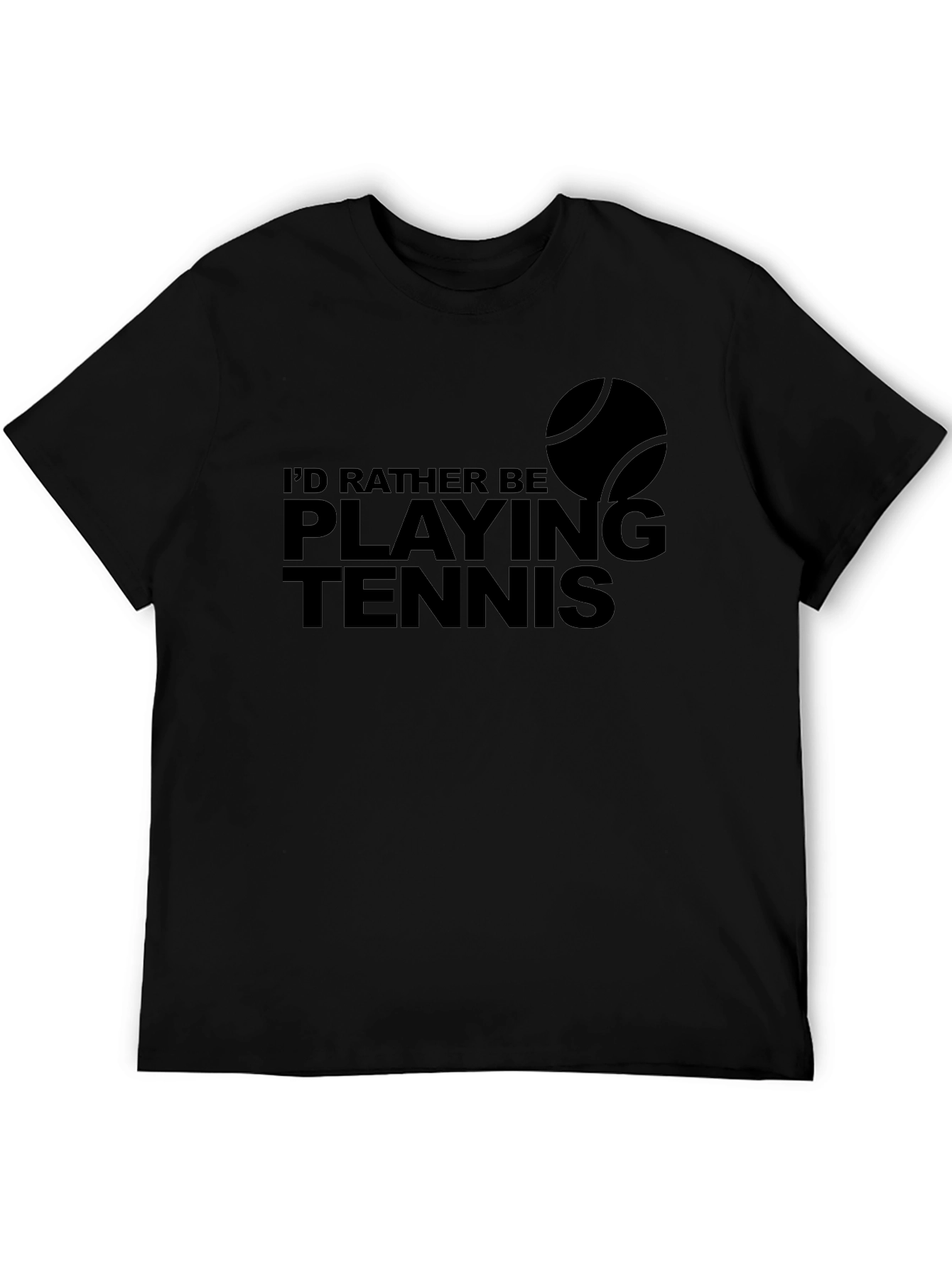 Tennis Lovers Black Graphic Tee - Id Rather Be Playing Tennis