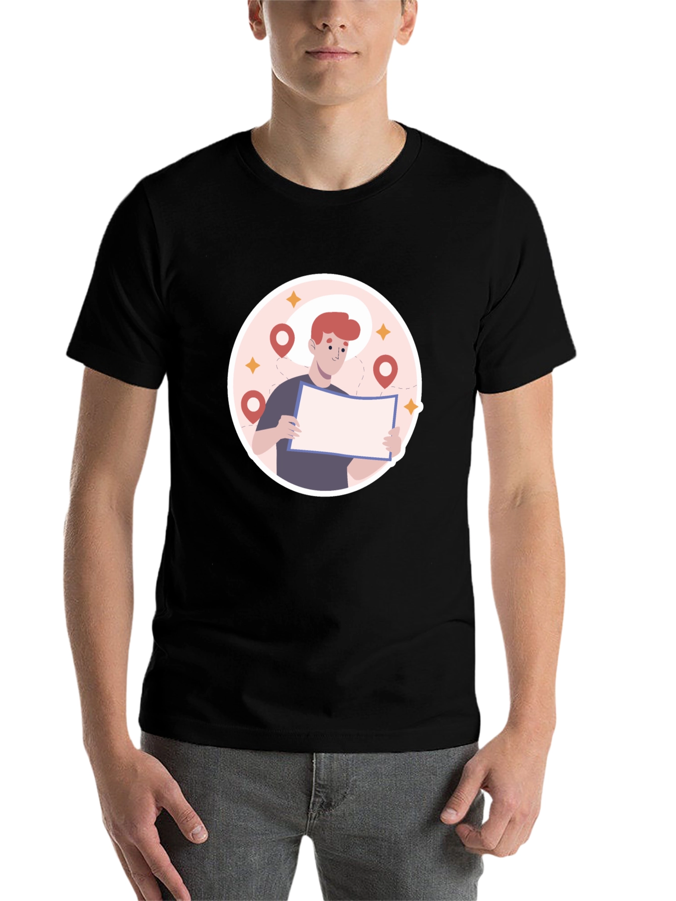 Black Graphic T-Shirt - Lost Traveler Design