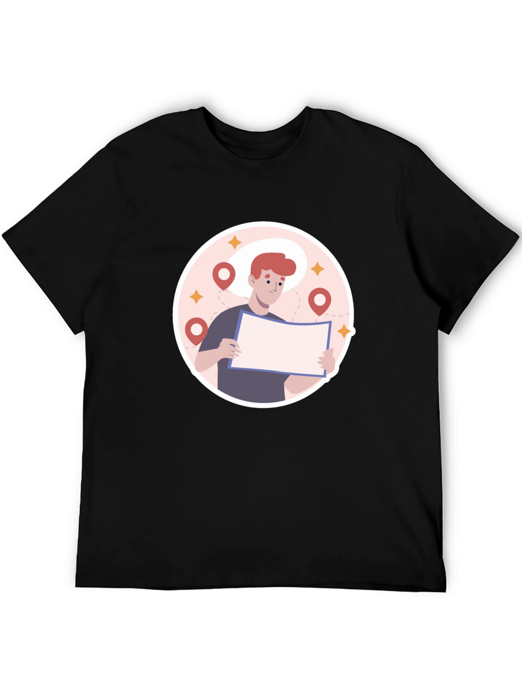 Black Graphic T-Shirt - Lost Traveler Design