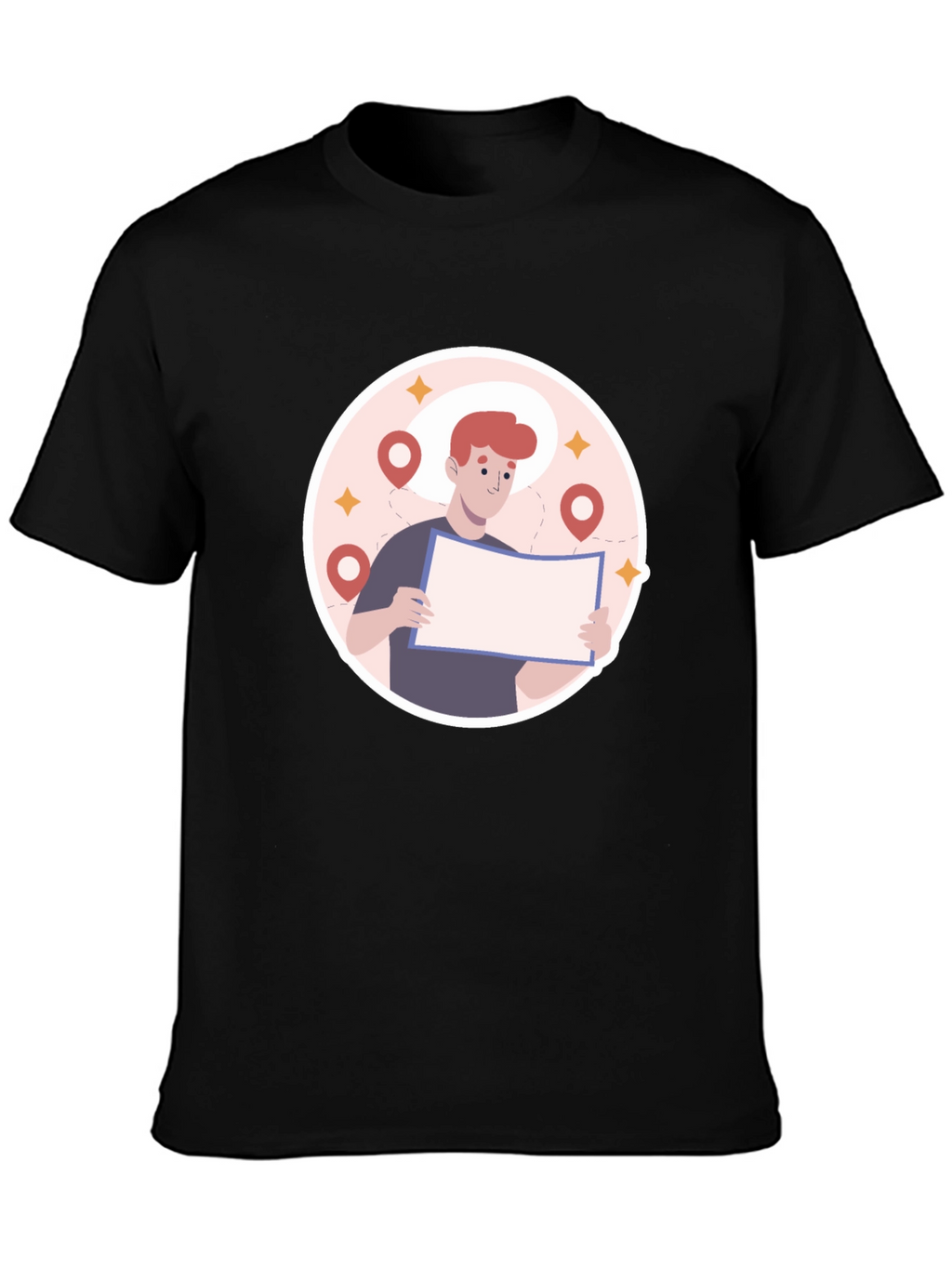 Black Graphic T-Shirt - Lost Traveler Design